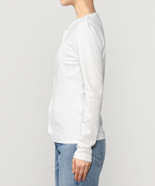 YOUNG&OLSEN The DRYGOODS STORE(ヤングアンドオルセン)の「YOUNG&OLSEN | コットン 長袖カーディガン WOMEN(カーディガン/ボレロ・レディース・ブラック/ホワイト・1)」の6枚目の写真