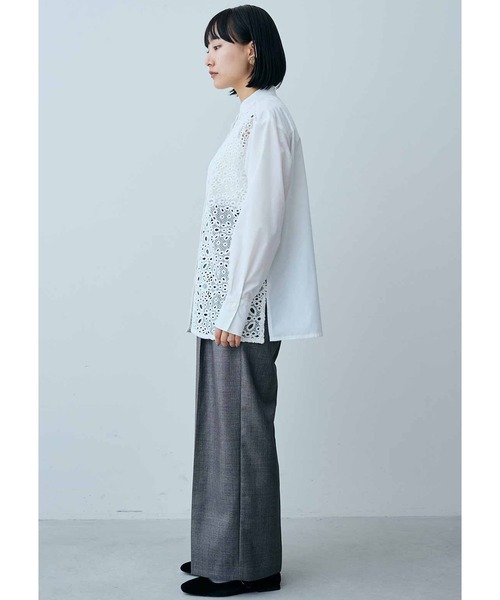 MEDE19F（メデジュウキュウ）の「ＭＥＤＥ１９Ｆ　バンドカラーレースコンビシャツ（シャツ/ブラウス・レディース・ライトブルー/ホワイト・LARGE/MEDIUM/X-LARGE）」の5枚目の写真