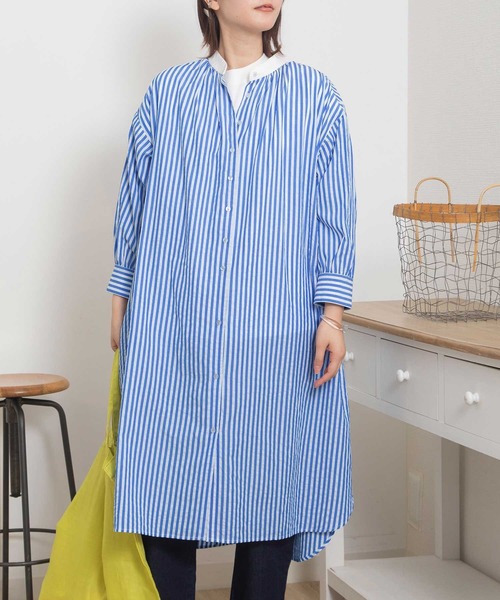 POU DOU DOU（プードゥドゥ）の「クレリックシャツワンピース（シャツワンピース・レディース・ブルー/ブラック/ベージュ・3）」の3枚目の写真