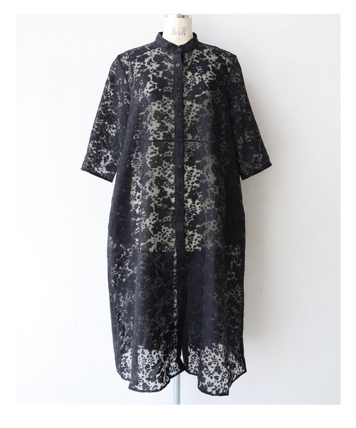 （黒）花影フラワーシルエットのベールロングカーディガン（カーディガン/ボレロ）｜CAWAII（カワイイ）