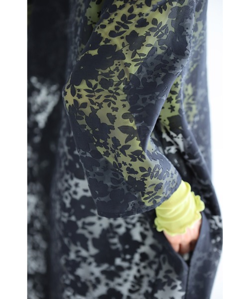 （黒）花影フラワーシルエットのベールロングカーディガン（カーディガン/ボレロ）｜CAWAII（カワイイ）