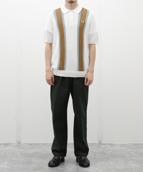 FRED PERRY(フレッドペリー)の「FRED PERRY (フレッド ペリー) OPEN KNIT SHIRT K7638(ポロシャツ・メンズ・ホワイト・MEDIUM/LARGE)」の2枚目の写真