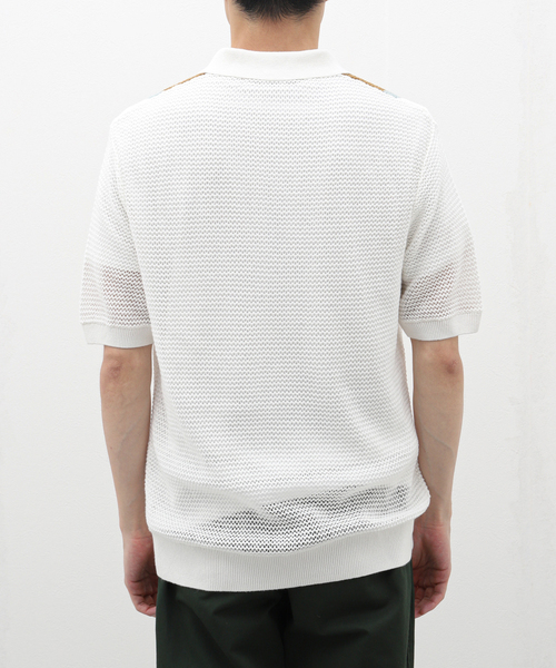FRED PERRY(フレッドペリー)の「FRED PERRY (フレッド ペリー) OPEN KNIT SHIRT K7638(ポロシャツ・メンズ・ホワイト・MEDIUM/LARGE)」の5枚目の写真
