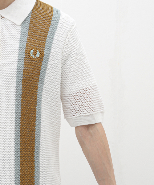 FRED PERRY(フレッドペリー)の「FRED PERRY (フレッド ペリー) OPEN KNIT SHIRT K7638(ポロシャツ・メンズ・ホワイト・MEDIUM/LARGE)」の8枚目の写真
