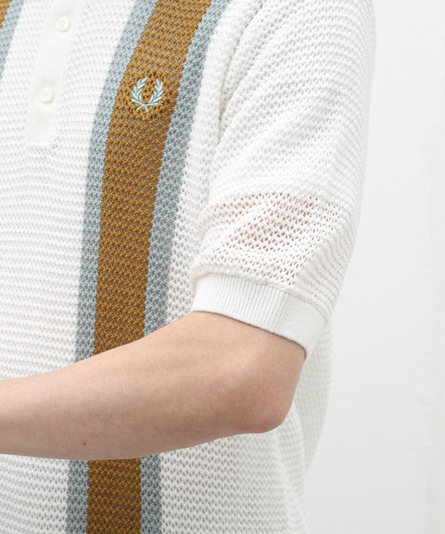 FRED PERRY(フレッドペリー)の「FRED PERRY (フレッド ペリー) OPEN KNIT SHIRT K7638(ポロシャツ・メンズ・ホワイト・MEDIUM/LARGE)」の9枚目の写真