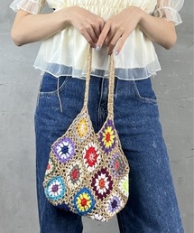 クロシェ編み カラフル トートバッグ