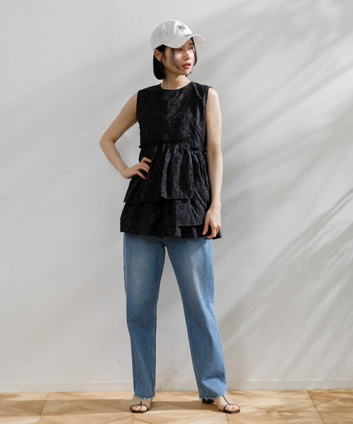 AMERICAN RAG CIE（アメリカンラグシー）の「ティアードノースリーブブラウス（シャツ/ブラウス・レディース・オフホワイト/ライム/ブラック・FREE）」の10枚目の写真