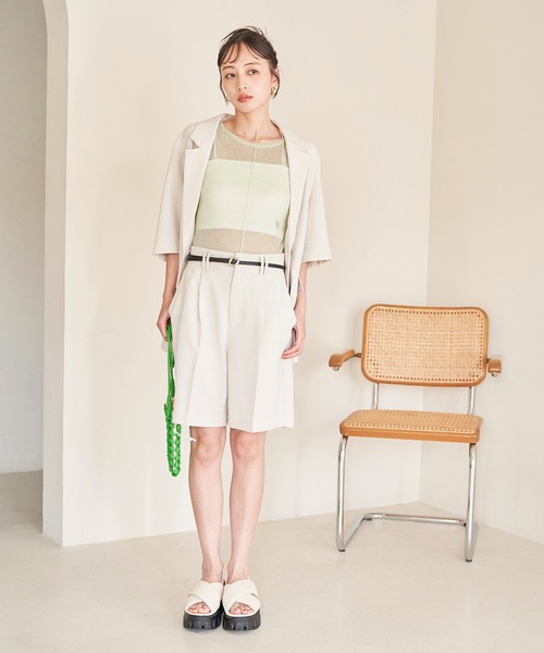 VIS（ビス）の「【洗える】裾スリットシアーニットプルオーバー（ニット/セーター・レディース・ブラック系その他/グリーン系その他/ホワイト系その他5・FREE）」の9枚目の写真