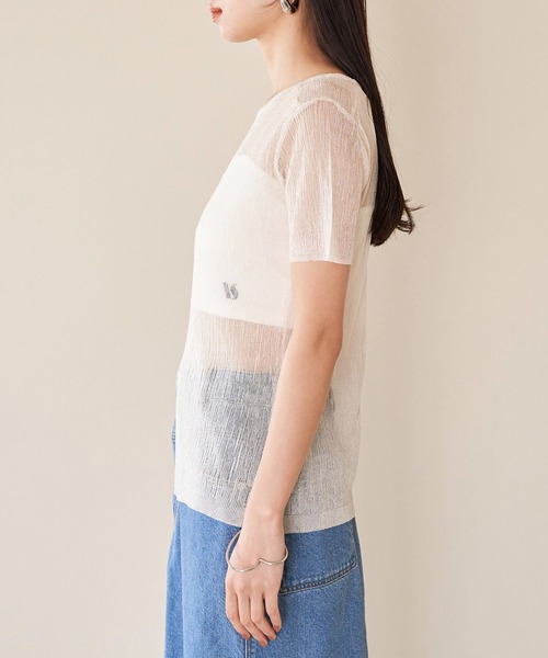 VIS（ビス）の「【洗える】裾スリットシアーニットプルオーバー（ニット/セーター・レディース・ブラック系その他/グリーン系その他/ホワイト系その他5・FREE）」の16枚目の写真