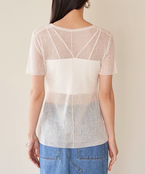 VIS（ビス）の「【洗える】裾スリットシアーニットプルオーバー（ニット/セーター・レディース・ブラック系その他/グリーン系その他/ホワイト系その他5・FREE）」の17枚目の写真