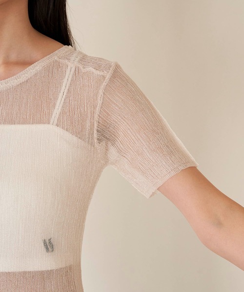 VIS（ビス）の「【洗える】裾スリットシアーニットプルオーバー（ニット/セーター・レディース・ブラック系その他/グリーン系その他/ホワイト系その他5・FREE）」の19枚目の写真