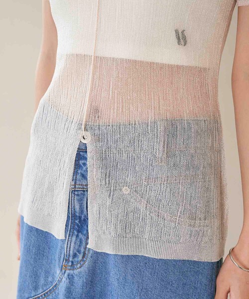 VIS（ビス）の「【洗える】裾スリットシアーニットプルオーバー（ニット/セーター・レディース・ブラック系その他/グリーン系その他/ホワイト系その他5・FREE）」の20枚目の写真