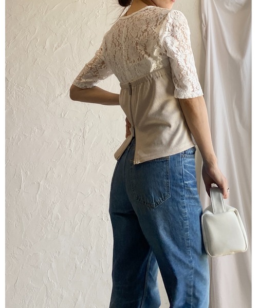 She's Closet（シーズクローゼット）の「バックダブルジップショート丈リブニットビスチェトップス（チューブトップ・レディース・チャコールグレー/グレイッシュベージュ・FREE）」の9枚目の写真