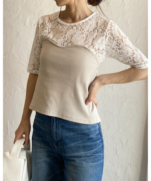 She's Closet（シーズクローゼット）の「バックダブルジップショート丈リブニットビスチェトップス（チューブトップ・レディース・チャコールグレー/グレイッシュベージュ・FREE）」の11枚目の写真