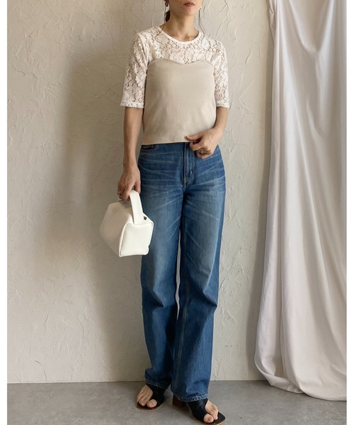 She's Closet（シーズクローゼット）の「バックダブルジップショート丈リブニットビスチェトップス（チューブトップ・レディース・チャコールグレー/グレイッシュベージュ・FREE）」の19枚目の写真