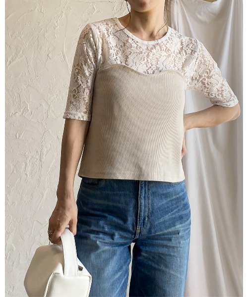 She's Closet（シーズクローゼット）の「バックダブルジップショート丈リブニットビスチェトップス（チューブトップ・レディース・チャコールグレー/グレイッシュベージュ・FREE）」の21枚目の写真