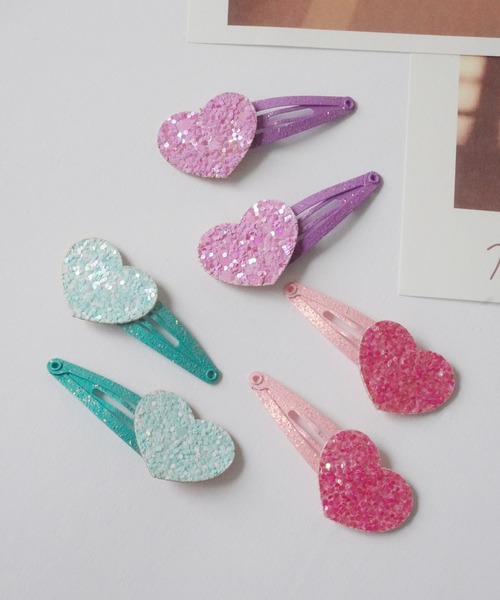 hymy(ヒュミュ)の「【 hymy-ヒュミュ- 】キラキラ グリッター モチーフ パッチンピン 6個セット ( kids )_(ヘアピン・キッズ・B/A・FREE)」の3枚目の写真