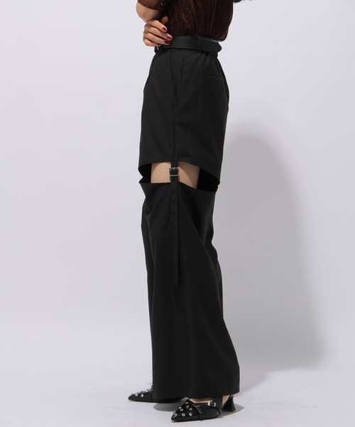 HARE（ハレ）の「ベルトカットアウトパンツ(HARE)（その他パンツ・レディース・ブラック/ホワイト/グリーン・FREE）」の12枚目の写真