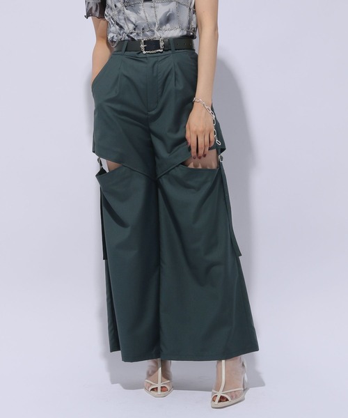 HARE（ハレ）の「ベルトカットアウトパンツ(HARE)（その他パンツ・レディース・ブラック/ホワイト/グリーン・FREE）」の14枚目の写真