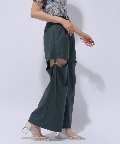 HARE（ハレ）の「ベルトカットアウトパンツ(HARE)（その他パンツ・レディース・ブラック/ホワイト/グリーン・FREE）」の16枚目の写真