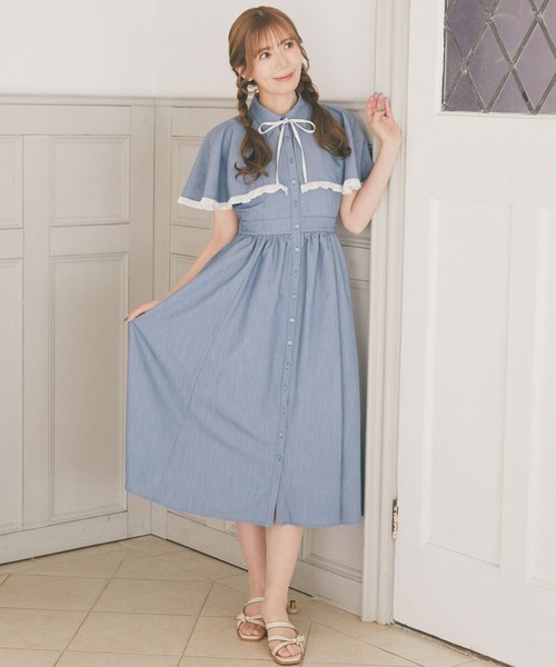 Areeam(アリーム)の「配色フリルケープワンピース(ワンピース・レディース・ライトブルー/ライトピンク・FREE)」の13枚目の写真