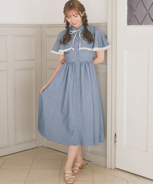 Areeam(アリーム)の「配色フリルケープワンピース(ワンピース・レディース・ライトブルー/ライトピンク・FREE)」の15枚目の写真