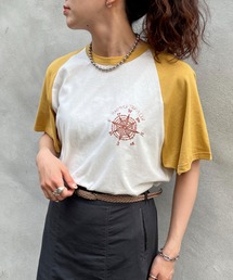 DOUBLE NAME | 配色ﾗｸﾞﾗﾝBACK刺しゅうTEE(Tシャツ/カットソー)