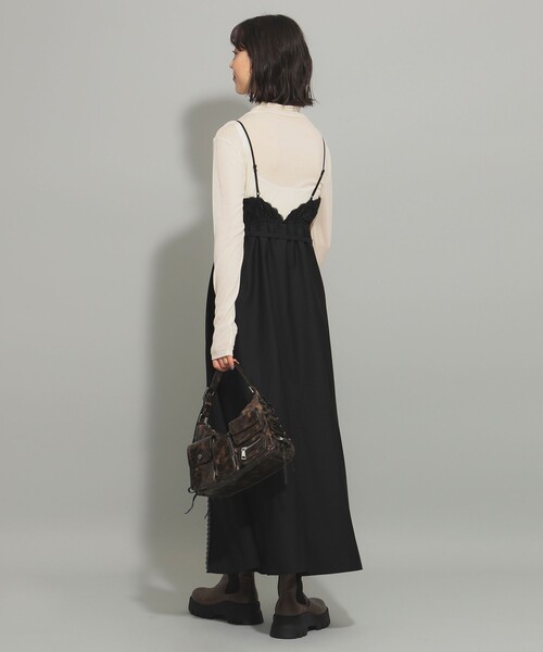 Ray BEAMS（レイビームス）の「レース トリム アシメ キャミ ワンピース（ワンピース・レディース・ブラック/オフホワイト・0/1）」の3枚目の写真