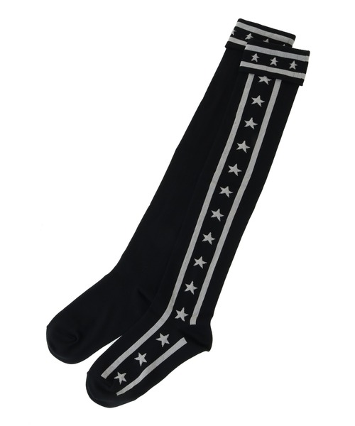 Candy Stripper（キャンディストリッパー）の「STAR LINE KNEE HIGH ソックス（ソックス/靴下・レディース・ブラック/ピンク系その他/ネイビー・FREE）」の4枚目の写真