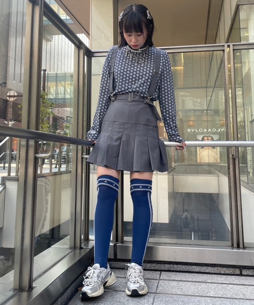 Candy Stripper（キャンディストリッパー）の「STAR LINE KNEE HIGH ソックス（ソックス/靴下・レディース・ブラック/ピンク系その他/ネイビー・FREE）」の11枚目の写真