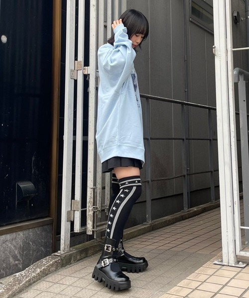 Candy Stripper（キャンディストリッパー）の「STAR LINE KNEE HIGH ソックス（ソックス/靴下・レディース・ブラック/ピンク系その他/ネイビー・FREE）」の13枚目の写真