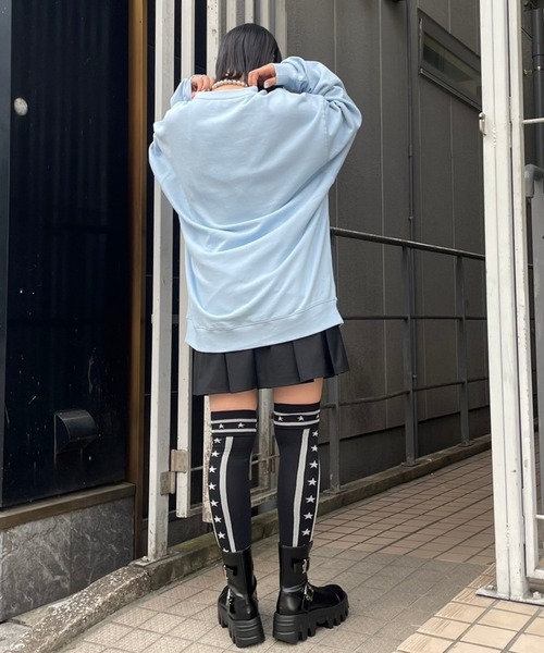 Candy Stripper（キャンディストリッパー）の「STAR LINE KNEE HIGH ソックス（ソックス/靴下・レディース・ブラック/ピンク系その他/ネイビー・FREE）」の15枚目の写真