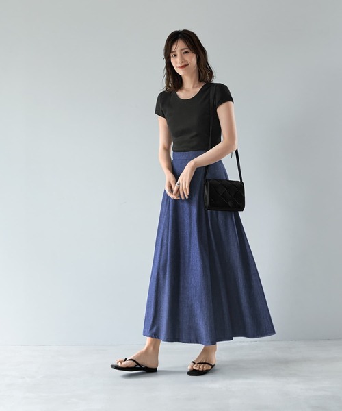 STYLE DELI（スタイルデリ）の「【セット対応】サマーデニムフレアスカート（デニムスカート・レディース・ダークブルー・SMALL/MEDIUM）」の2枚目の写真