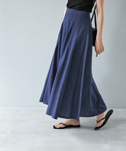 STYLE DELI（スタイルデリ）の「【セット対応】サマーデニムフレアスカート（デニムスカート・レディース・ダークブルー・SMALL/MEDIUM）」の4枚目の写真