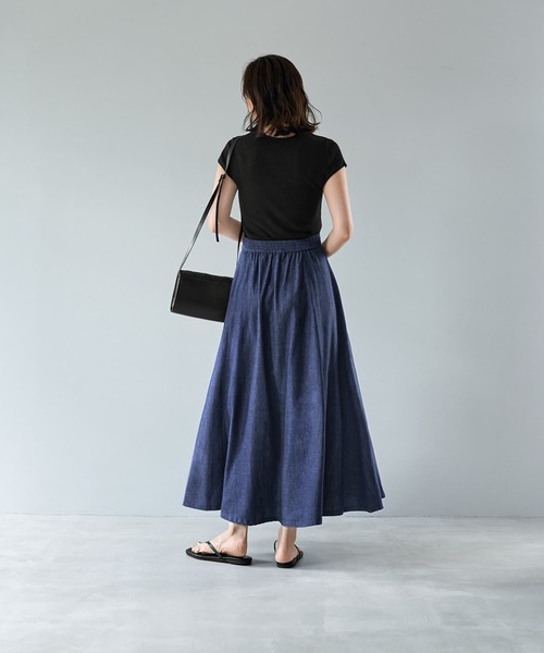 STYLE DELI（スタイルデリ）の「【セット対応】サマーデニムフレアスカート（デニムスカート・レディース・ダークブルー・SMALL/MEDIUM）」の6枚目の写真