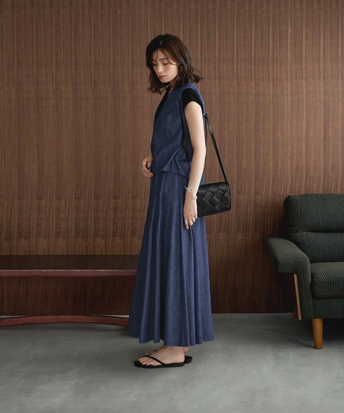 STYLE DELI（スタイルデリ）の「【セット対応】サマーデニムフレアスカート（デニムスカート・レディース・ダークブルー・SMALL/MEDIUM）」の13枚目の写真