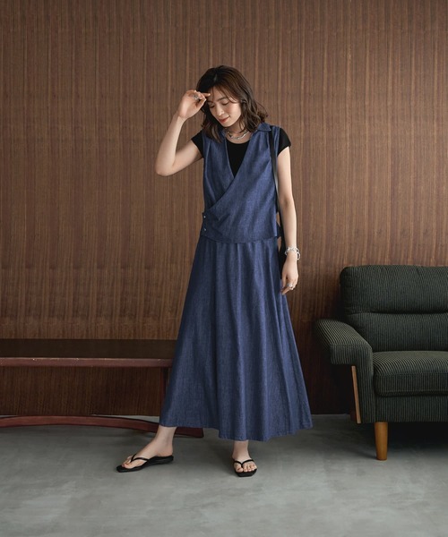 STYLE DELI（スタイルデリ）の「【セット対応】サマーデニムフレアスカート（デニムスカート・レディース・ダークブルー・SMALL/MEDIUM）」の14枚目の写真