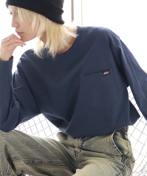 Dickies(ディッキーズ)の「【GENUINE DICKIES/ジェニュインディッキーズ】ポケット付き 長袖 リブ Tシャツ(Tシャツ/カットソー・メンズ・ネイビー/ホワイト/ブラック/アッシュグレー/ダークブルー・XL/M/L)」の5枚目の写真