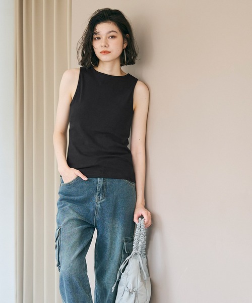 coca（coca）（コカ）の「カップ付きボートネックタンクトップ（タンクトップ・レディース・ホワイト/その他1/チャコール/ブラック・L/S/M）」の5枚目の写真