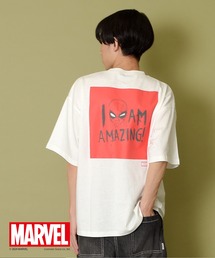 GLAZOS | 【MARVEL】スパイダーマン/ボックスロゴバックプリントビッグTシャツ(Tシャツ/カットソー)