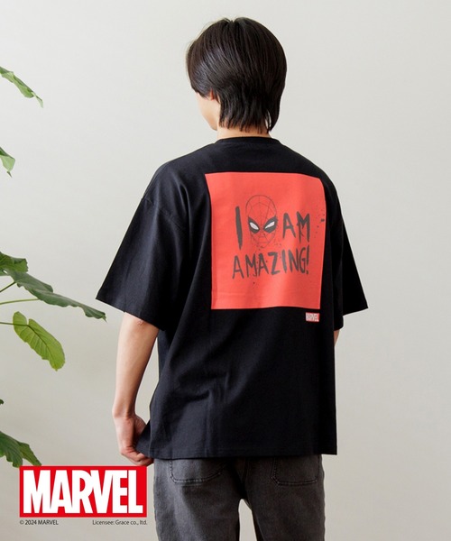 セール】【MARVEL】スパイダーマン/ボックスロゴバックプリントビッグT 