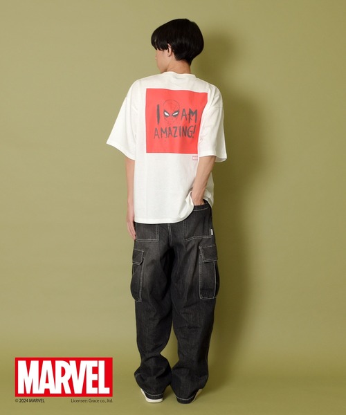 GLAZOS(グラソス)の「【大人向けサイズあり】【MARVEL】スパイダーマン/ボックスロゴバックプリントビッグTシャツ(Tシャツ/カットソー・キッズ・ブラック/ホワイト・LL/L/M/S)」の13枚目の写真