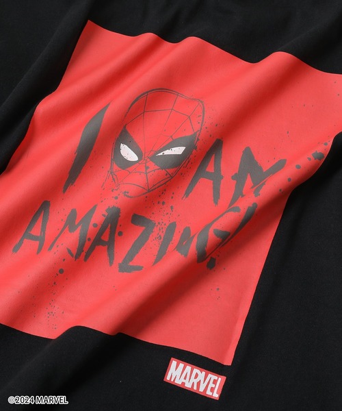 GLAZOS(グラソス)の「【大人向けサイズあり】【MARVEL】スパイダーマン/ボックスロゴバックプリントビッグTシャツ(Tシャツ/カットソー・キッズ・ブラック/ホワイト・LL/L/M/S)」の7枚目の写真