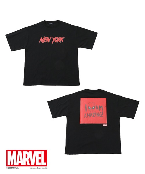 GLAZOS(グラソス)の「【大人向けサイズあり】【MARVEL】スパイダーマン/ボックスロゴバックプリントビッグTシャツ(Tシャツ/カットソー・キッズ・ブラック/ホワイト・LL/L/M/S)」の3枚目の写真