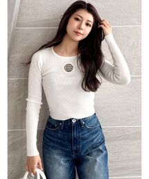 GYDA | Symmetry GYDA MOLDクルーネックニットトップス(ニット/セーター)