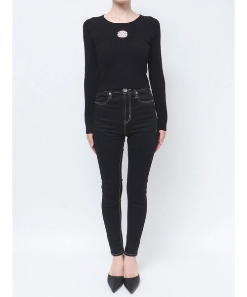 GYDA(ジェイダ)の「Symmetry GYDA MOLDクルーネックニットトップス(ニット/セーター・レディース・オフホワイト/ブラック/ベージュ・FREE)」の22枚目の写真