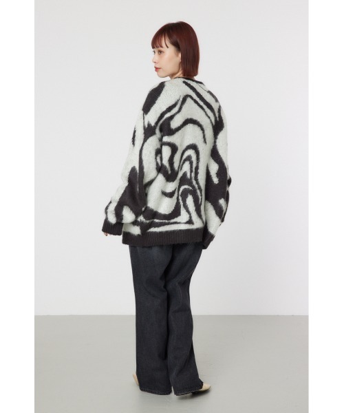 RODEO CROWNS WIDE BOWL（ロデオクラウンズワイドボウル）の「パターンシャギーニットカーディガン（カーディガン/ボレロ・レディース・ホワイト系その他/ブラック系その他/グレー系その他・MEDIUM/LARGE）」の8枚目の写真