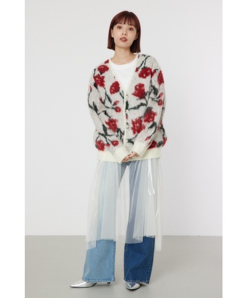 RODEO CROWNS WIDE BOWL（ロデオクラウンズワイドボウル）の「パターンシャギーニットカーディガン（カーディガン/ボレロ・レディース・ホワイト系その他/ブラック系その他/グレー系その他・MEDIUM/LARGE）」の17枚目の写真