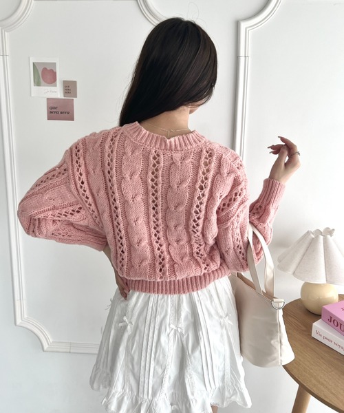 セール】レースリボンニットカーディガン（カーディガン/ボレロ