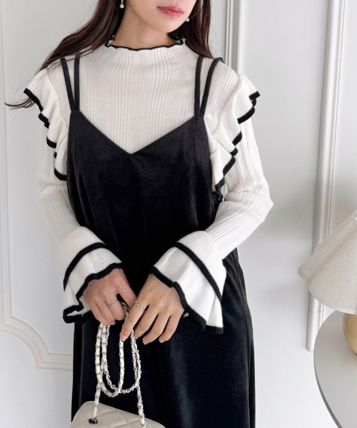 Loueme（ルエム）の「ダブルストラップコーデュロイキャミワンピース（ワンピース・レディース・モカ/ブラック/アイボリー・FREE）」の3枚目の写真
